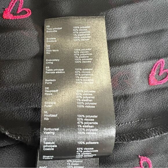 Maje Rengia Heart Print Pleated Sheer V Neck small - Picture 10 of 11